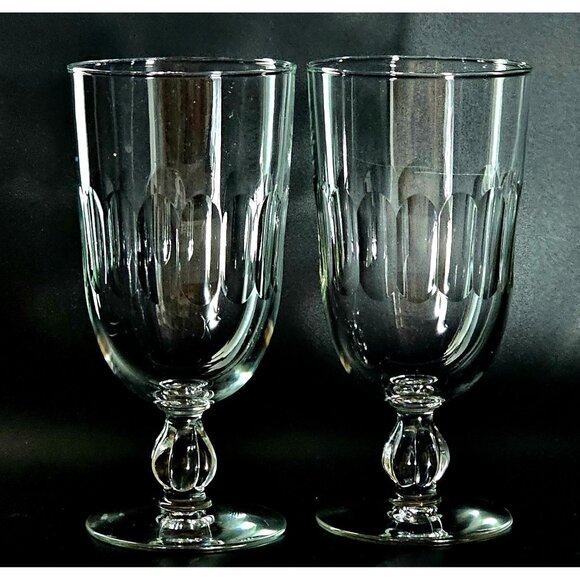 2 Libbey Cut Panels Ice Tea Glasses 7" goblets vtg minimalist cottagecore 1990s - Picture 3 of 9